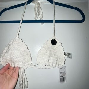 White crochet Forever 21 swimwear/loungewear top, size S